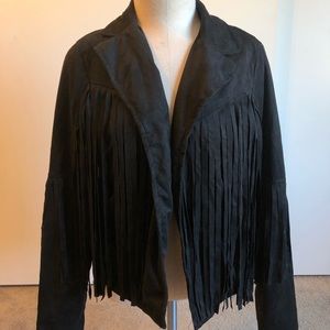 Faux Suede Fringe black Jacket